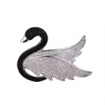Alloy bird with clear and black crystal paved in rhodium plating