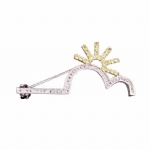Alloy brooch with clear and yellow crystal in rohdium plating